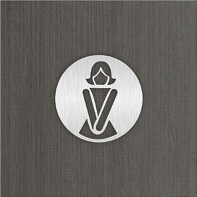 Placa Vazada Indicativa Banheiro Feminino em Aço Inox Escovado