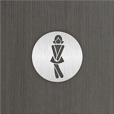 Placa Vazada Indicativa Banheiro Feminino em Aço Inox Escovado