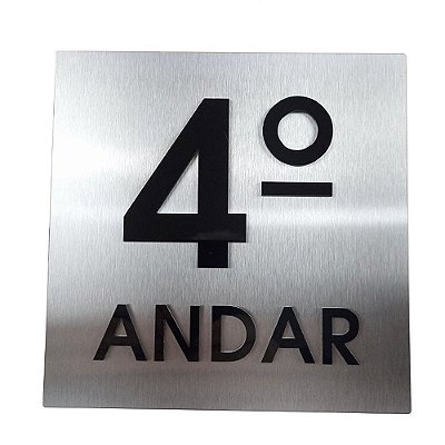 Placa Andar De Prédio Em Aço Inox Escovado 20x20cm