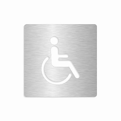 Placa Vazada Indicativa Banheiro Masculino Quadrada em Aço Inox Escovado
