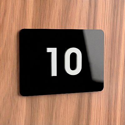 Placa de Acrílico Preto com Números Brancos para Apartamento - 2 Números