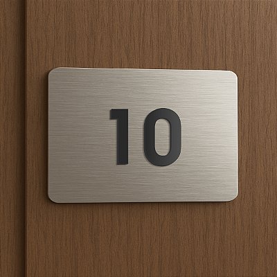 Placa de Aço Inox Escovado para Apartamento com 2 Números