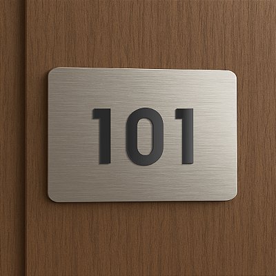 Placa de Aço Inox Escovado para Apartamento com 3 Números
