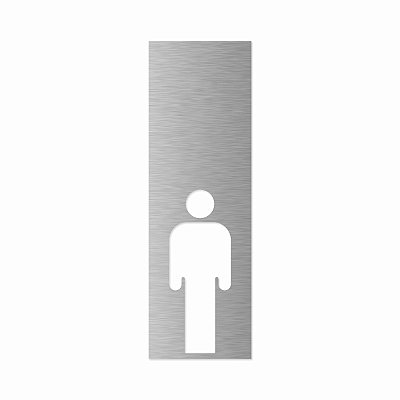 Placa Sinalização Moderna Banheiro Masculino Aço Inox Escovado
