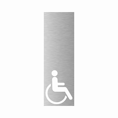 Placa Sinalização Moderna Banheiro Cadeirante Aço Inox Escovado