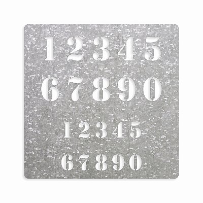 Molde Vazado Stencil Números Em Chapa Folha Com 19x19cm