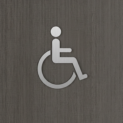 Placa Indicativa Banheiro Cadeirante em Aço Inox Escovado