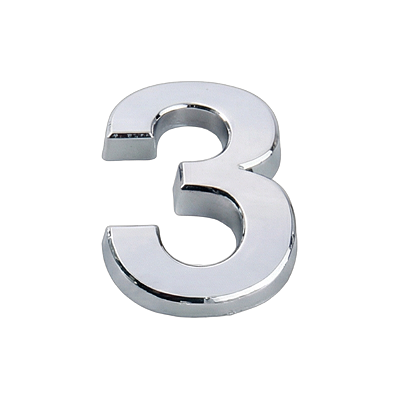 Número "3" em Abs Cromado 5cm Prateado