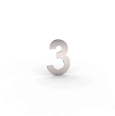 Número "3" de Apartamento em Inox Escovado 5cm