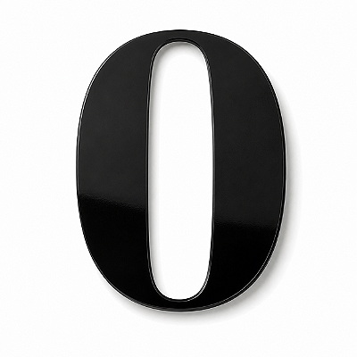 Número 0 Residencial em Acrílico Preto Linha Elegance