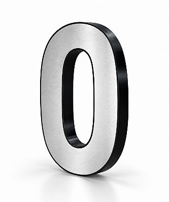Número 0 Residencial 20cm em Aço Inox 304 Linha Marine