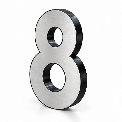 Número 8 Residencial 20cm em Aço Inox 304 Linha Marine
