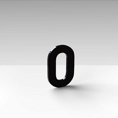 Número "0" de Apartamento em Acrílico Preto 5cm