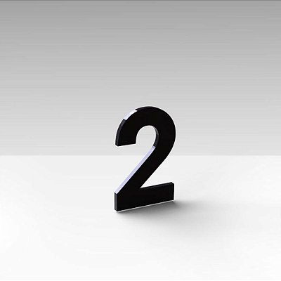 Número "2" de Apartamento em Acrílico Preto 5cm