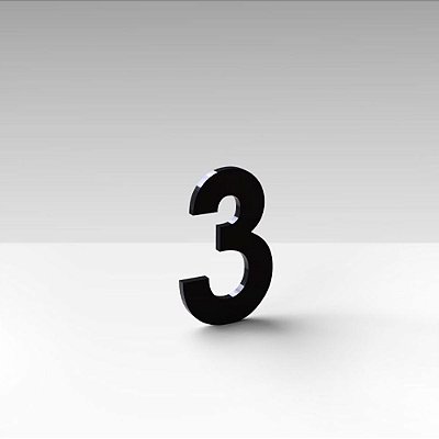 Número "3" de Apartamento em Acrílico Preto 5cm