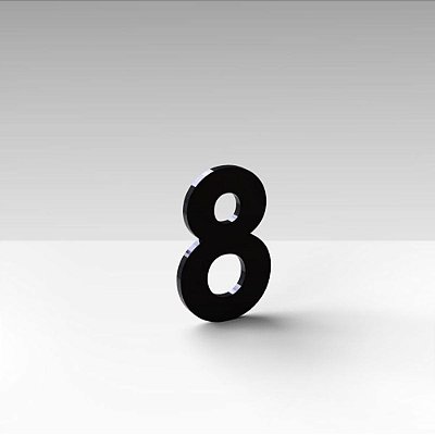 Número "8" de Apartamento em Acrílico Preto 5cm
