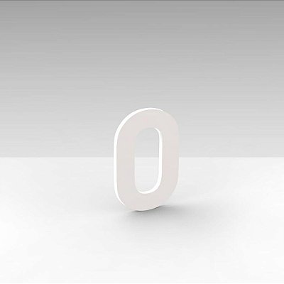 Número "0" de Apartamento em Acrílico Branco 5cm