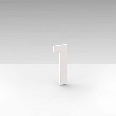 Número "1" de Apartamento em Acrílico Branco 5cm