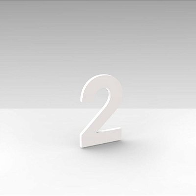 Número "2" de Apartamento em Acrílico Branco 5cm
