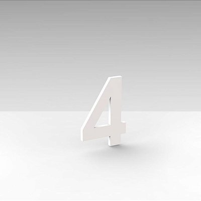 Número "4" de Apartamento em Acrílico Branco 5cm