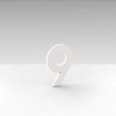 Número "9" de Apartamento em Acrílico Branco 5cm