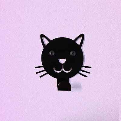 Suporte De Parede Gancho Gatinho Preto