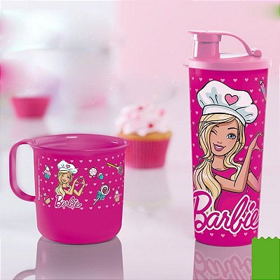 Tupperware Copo + Caneca Barbie Rosa Kit 2 Peças