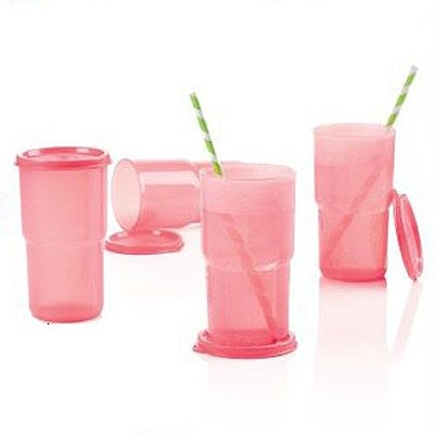 Tupperware Copos Colors 355ml Guava kit 4 Peças