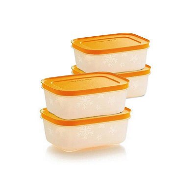 Tupperware Freezer Line 450ml Papaya kit 4 peças