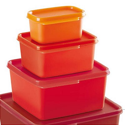 Tupperware Basic Line Kit 3 Peças Vermelho e Laranja