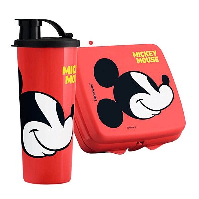 Tupperware Kit Copo com Bico Mickey + Porta Sanduíche Quadrado Mickey