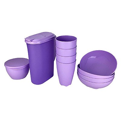 Kit Tupperware 10 peças Floresta Lilás