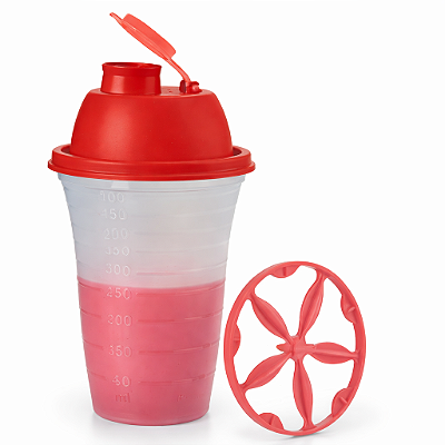 Tupperware Quick Shake II 500ml Vermelho e Coral