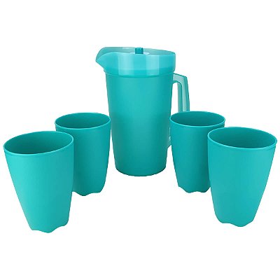 Kit Tupperware A Jarra 2 litros + Copo Floresta 525ml Verde kit 5 peças