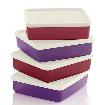 Tupperware Refri Box 400ml kit 4 peças Púrpura e Marsala