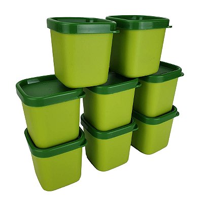 Tupperware Potinho Forma Gourmet 80ml Kit 8 peças Verde