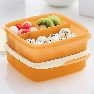 Tupperware Basic Line Com Divisórias Mango 550ml kit 2 peças