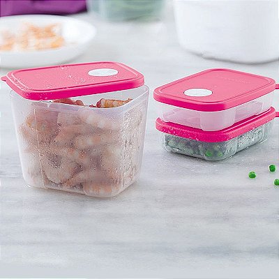 Tupperware Freezertime Rosa kit 3 peças