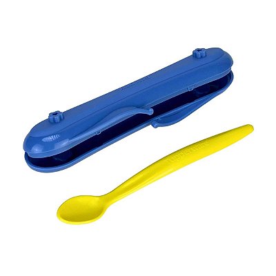 Tupperware Colher Infantil com Estojo Azul e Amarelo