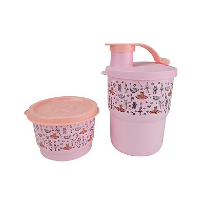 Kit Tupperware Copo 225ml + Potinho Bailarina 140ml Rosa