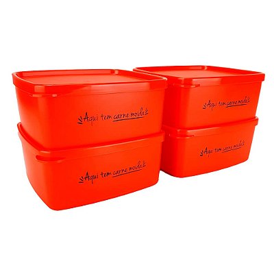 Kit Tupperware Jeitosinho 400ml Aqui Tem Carne Moída 4 peças