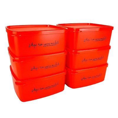 Kit Tupperware Jeitosinho 400ml Aqui Tem Carne Moída 6 peças