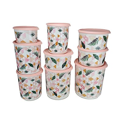 Kit Tupperware Instantânea Jardim Vertical Rosa 9 peças