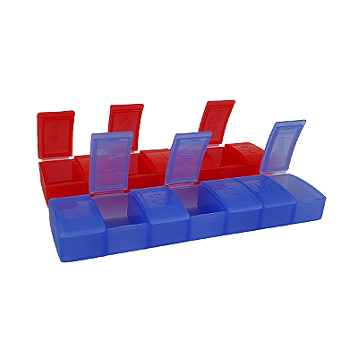 Kit Tupperware Porta Comprimidos Azul e Vermelho 2 peças
