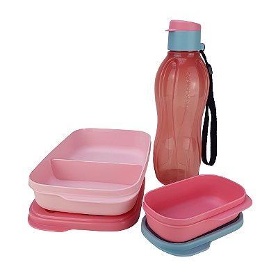 Kit Tupperware Basic Line + Garrafa Orquídeas 3 peças