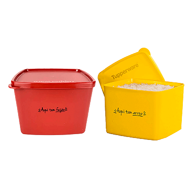 Kit Tupperware Jeitoso 800ml Aqui Tem Arroz + Feijão 2 peças