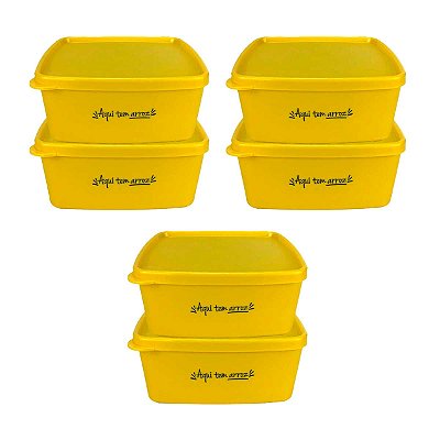 Kit Tupperware Jeitosinho 400ml Aqui Tem Arroz 6 peças