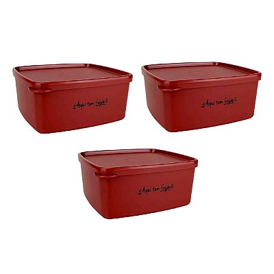 Kit Tupperware Jeitosinho 400ml Aqui Tem Feijão 3 peças