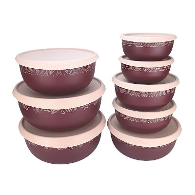 Kit Tupperware PDA 06/2023 Tigelas Toque Mágico Rustic Marsala 8 peças