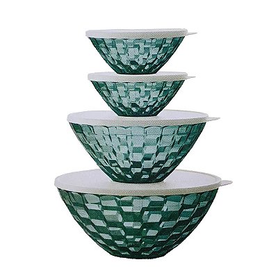 Kit Tupperware Tigela Prisma Verde 4 peças Verde Esmeralda